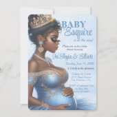 Etnische Vrouw Elegant Blauw & Goud Royal Baby sho Kaart (Voorkant)