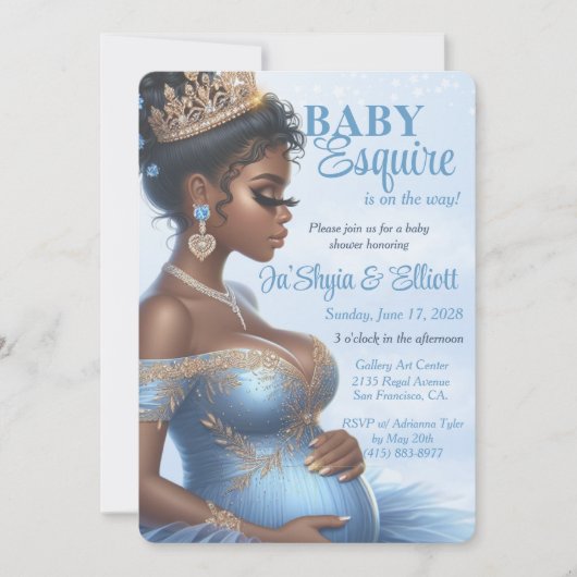 Etnische Vrouw Elegant Blauw & Goud Royal Baby sho Kaart (Voorkant)