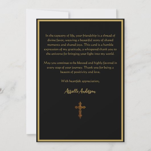 Etnische vrouw gezegend en zeer begunstigd Spiritu Bedankkaart (Achterkant)