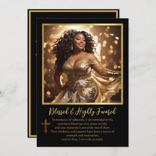 Etnische vrouw gezegend en zeer begunstigd Spiritu Bedankkaart (Voorkant / Achterkant)