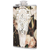 Etnische waterverf: retro bloemenachtergrond. heupfles (Links)