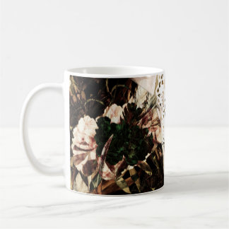 Etnische waterverf: retro bloemenachtergrond. koffiemok