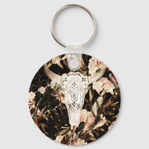 Etnische waterverf: retro bloemenachtergrond. sleutelhanger