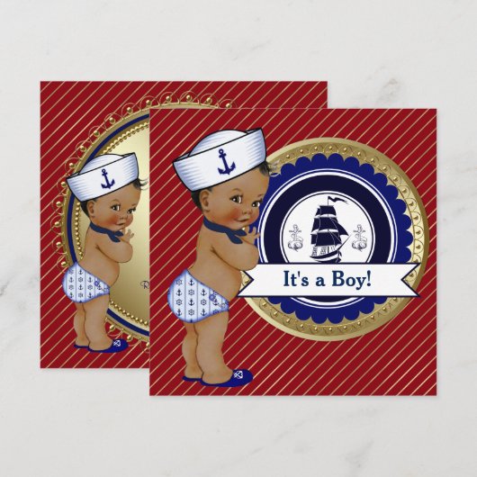 Etnische Zeeman Boy Nautisch Baby shower Kaart (Voorkant / Achterkant)