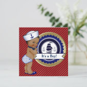 Etnische Zeeman Boy Nautisch Baby shower Kaart (Staand voorkant)