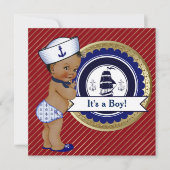 Etnische Zeeman Boy Nautisch Baby shower Kaart (Voorkant)