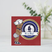 Etnische Zeeman Boy Nautisch Baby shower Kaart (Staand voorkant)