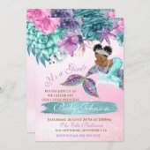 Etnische  zeemeermin baby onder de zeeen douche kaart (Voorkant / Achterkant)