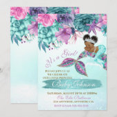 Etnische  zeemeermin baby onder de zeeen douche kaart (Voorkant / Achterkant)