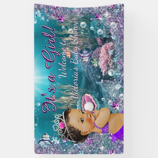 Etnische Zeemeermin Baby shower Banner (Verticaal)