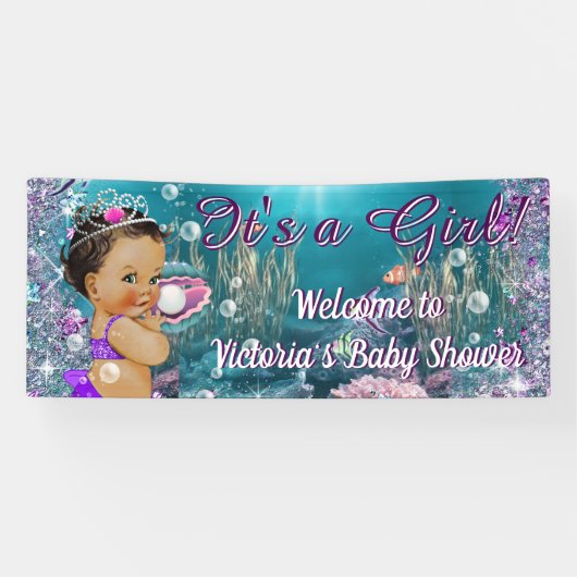 Etnische Zeemeermin Baby shower Banner (Horizontaal)