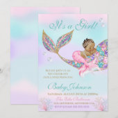 Etnische Zeemeermin Baby shower Glitter Tail Kaart (Voorkant / Achterkant)