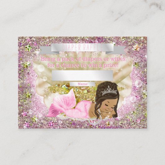 Etnische Zeemeermin Baby shower Luier Raffle Ticke Informatiekaartje (Voorkant)