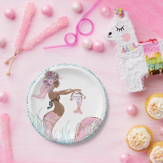 Etnische Zeemeermin Baby shower Papier Borden Papieren Bordje (Feest)