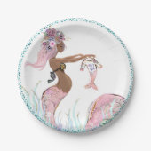 Etnische Zeemeermin Baby shower Papier Borden Papieren Bordje (Voorkant)