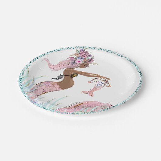 Etnische Zeemeermin Baby shower Papier Borden Papieren Bordje (Gekanteld)
