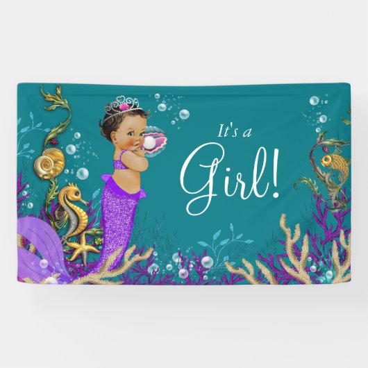 Etnische Zeemeermin Baby Shower Spandoek (Horizontaal)