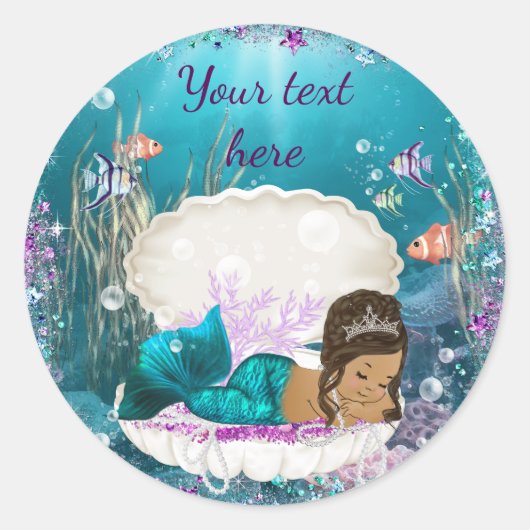 Etnische Zeemeermin Meisje Baby shower Stickers (Voorkant)