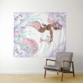 Etnische Zeemeermin Moeder Baby shower Banner Acht Wandkleed (In Situ (horizontaal))