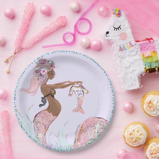 Etnische Zeemeermin Moeder Baby shower Papier Bord (Feest)