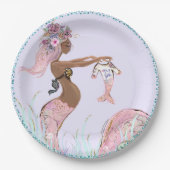 Etnische Zeemeermin Moeder Baby shower Papier Bord (Voorkant)