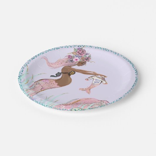 Etnische Zeemeermin Moeder Baby shower Papier Bord (Gekanteld)