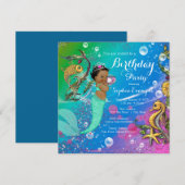 Etnische zeemeermin onder de Birthday-partij Zee Kaart (Voorkant / Achterkant)