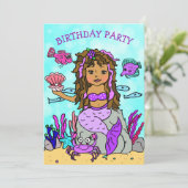 Etnische zeemeermin onder de Birthday-partij Zee Kaart (Staand voorkant)