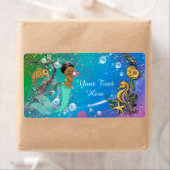 Etnische zeemeermin onder de Zeeen waterfles Etiket (Insitu)