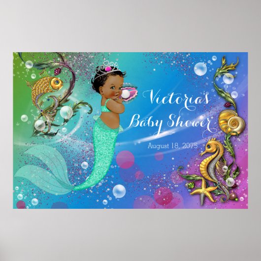 Etnische zeemeermin onder het Baby shower van de Z Poster (Voorkant)