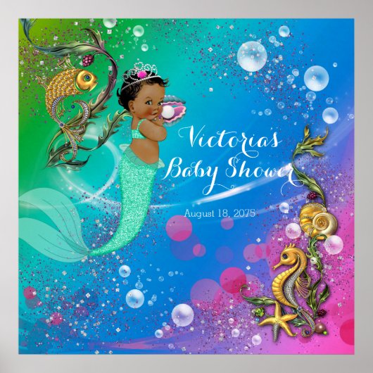 Etnische zeemeermin onder het Zee Poster (Voorkant)