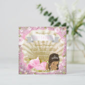 etnische zeemeermin roze parel Baby shower Kaart (Staand voorkant)