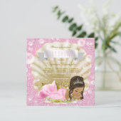 etnische zeemeermin roze parel Baby shower Kaart (Staand voorkant)