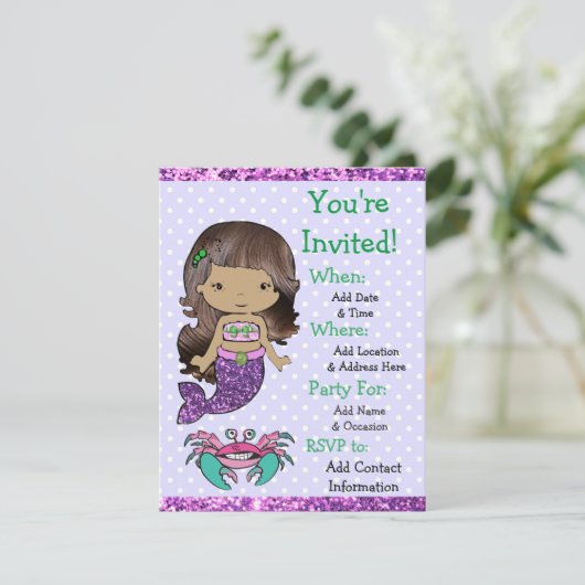  etnische zeemeermin verjaardagsfeestuitnodigingen kaart (Staand voorkant)