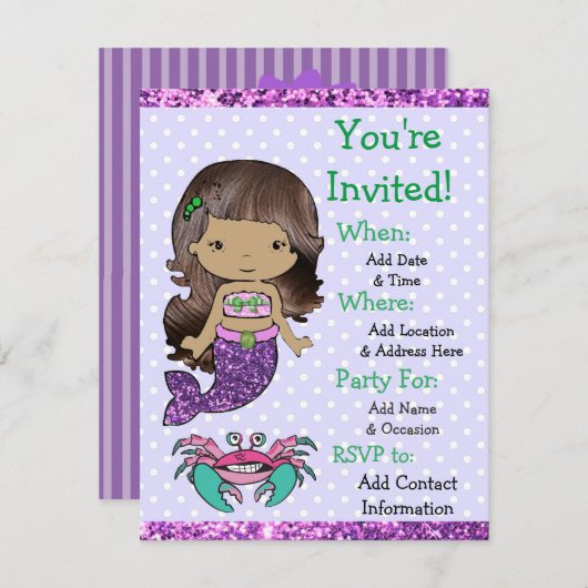  etnische zeemeermin verjaardagsfeestuitnodigingen kaart (Voorkant / Achterkant)