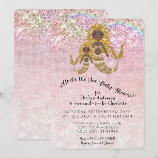 Etnische zeemeerminnen onder het Zee Baby Girl Sho Kaart (Voorkant / Achterkant)