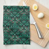 Etnische, zwarte en turquoise . theedoek (Quarter Fold)