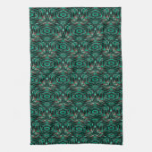 Etnische, zwarte en turquoise . theedoek (Verticaal)