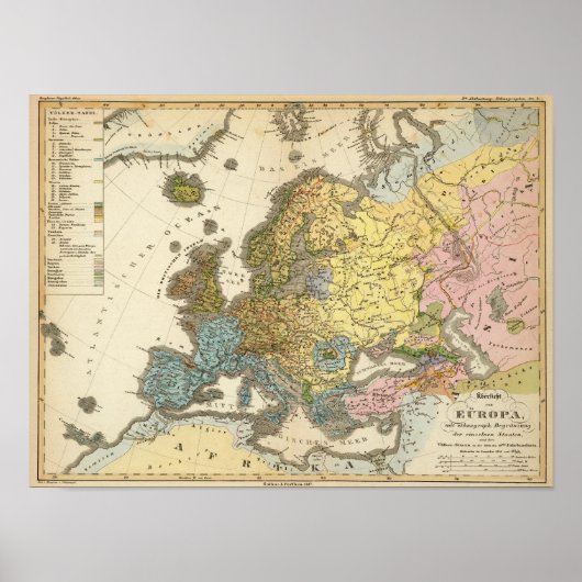 etnografische kaart van Europa Poster (Voorkant)