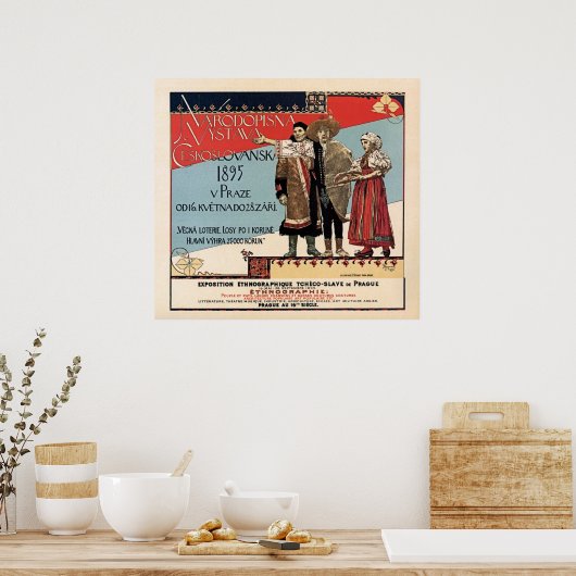 Etnografische weergave van Tsjechoslav vintage Poster (Keuken)