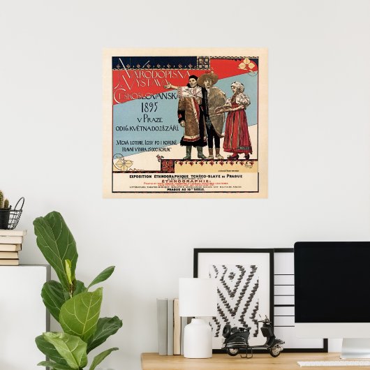 Etnografische weergave van Tsjechoslav vintage Poster (Thuiskantoor)