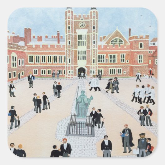 Eton College School Yard 1991 Vierkante Sticker (Voorkant)