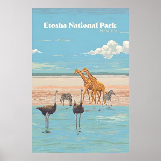 Etosha Nationaal Park Namibië Afrika Reisposter Poster (Voorkant)