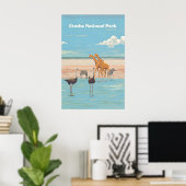 Etosha Nationaal Park Namibië Afrika Reisposter Poster (Thuiskantoor)