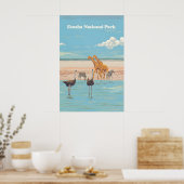 Etosha Nationaal Park Namibië Afrika Reisposter Poster (Keuken)