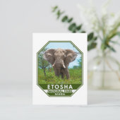 Etosha Nationaal Park Namibië Elephant Waterverf Briefkaart (Staand voorkant)