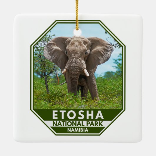 Etosha Nationaal Park Namibië Elephant Waterverf Keramisch Ornament (Achterkant)