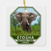Etosha Nationaal Park Namibië Elephant Waterverf Keramisch Ornament (Voorkant)