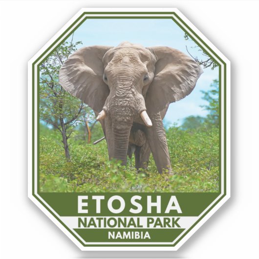 Etosha Nationaal Park Namibië Elephant Waterverf Sticker (Voorkant)