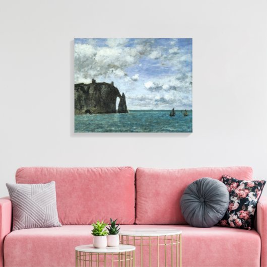 Etretat, de Porte d'Aval Canvas Afdruk (Insitu (Woonkamer))